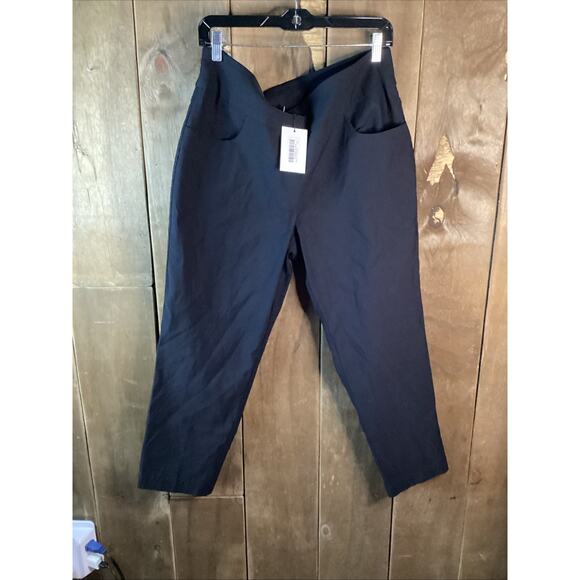 Petite Principle Black Pull On Trousers Size 16P - Picture 1 of 4
